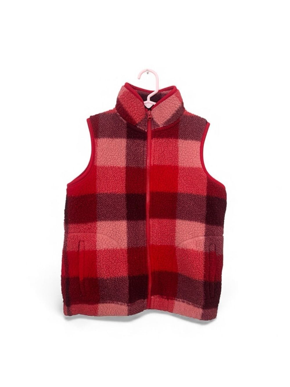 Old Navy Kids Buffalo Plaid Fleece Vest Large